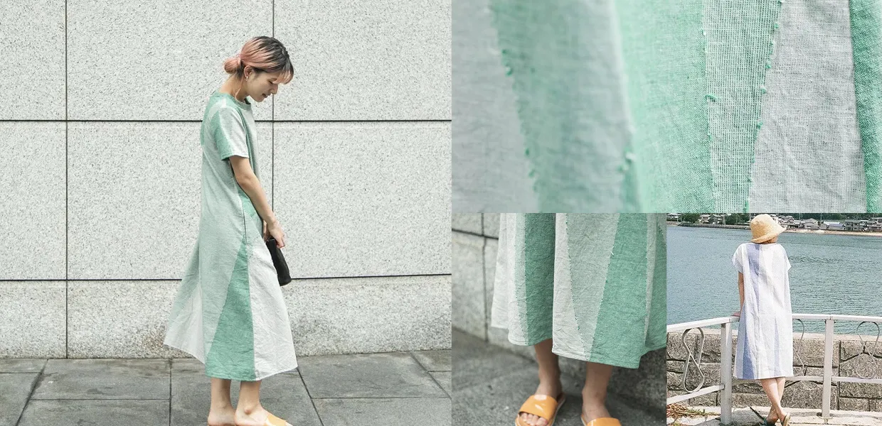 播州織の生地を使ったワンピース