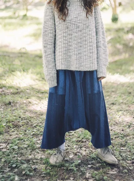 播州織のサルエルパンツ